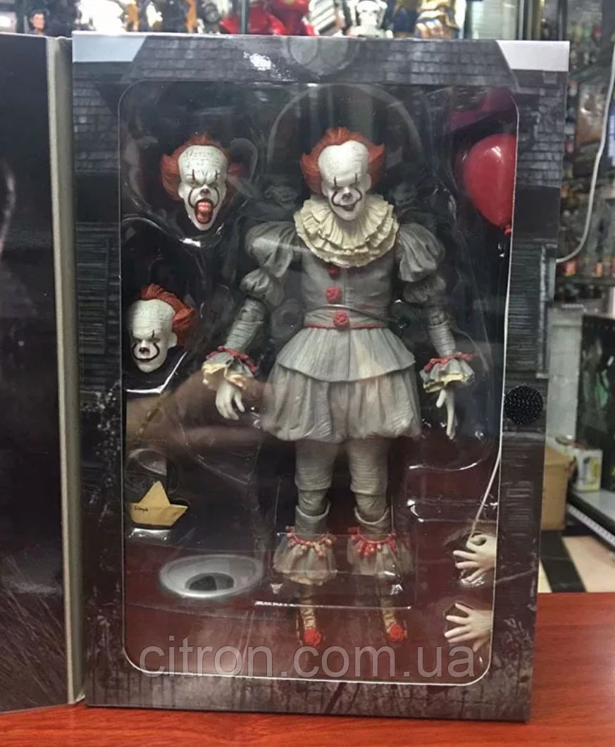 Колекційна фігурка Pennywise Пеннівайз 20 див. В коробці. Фірма NECA. Знижка: трошки прим'ята коробка.