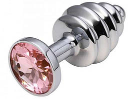 Рельєфна анальна пробка з кристалом 3 см х 7,5 см Рожевий Хіт продажу!