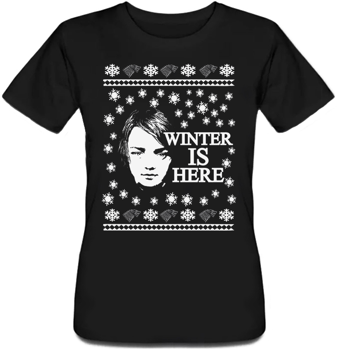 Жіноча новорічна футболка Game Of Thrones - Winter Is Here (чорна)