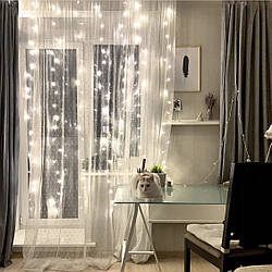 Гирлянда Штора 2 х 2 м. 320 LED с мерцанием, синий, теплый белый