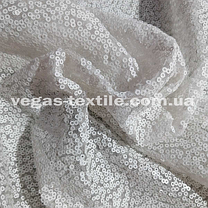 Паєткова тканина на сітці Білий
