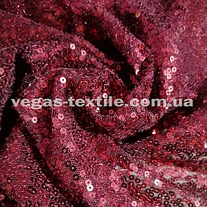 Паєткова тканина на сітці Бордовий