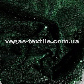 Паєткова тканина на сітці Темно-зелений (пляшка)