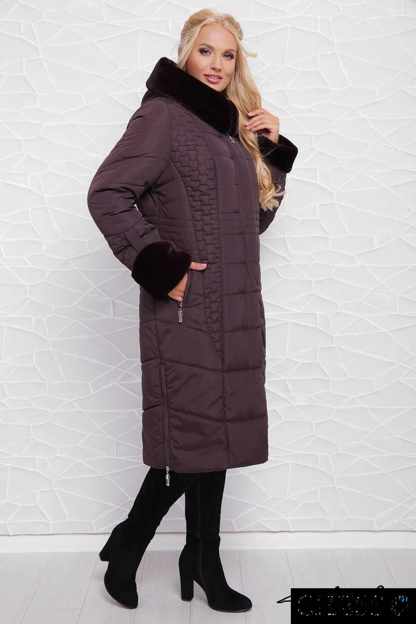 Пальто женское зимнее с мехом интернет магазин. Цвет мокко. Большие размеры.,60р - фото 5 - id-p1066640191
