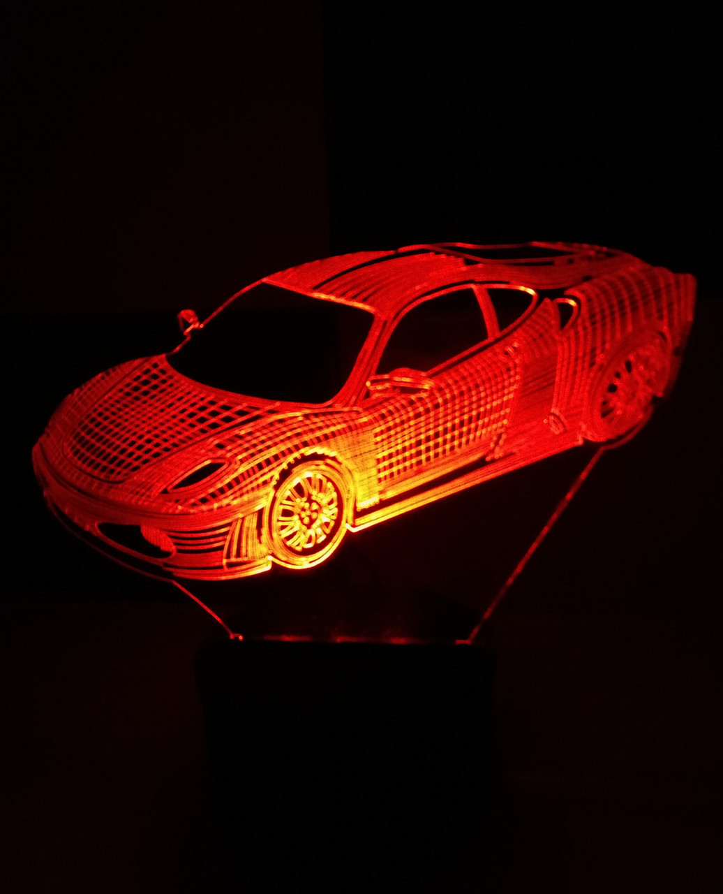 3d-світильник Феррарі, Ferrari, 3д-нічник, кілька підсвічувань (батарейка+220В), фото 1