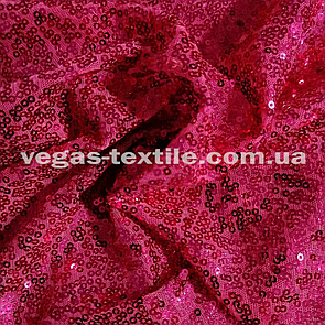 Паєткова тканина на сітці Малиновий