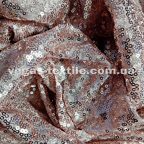 Паєткова тканина на сітці Пудра