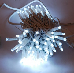 Вулична світлодіодна гірлянда нитка (String) 10м, 100LED холодний білий, Flash мерехтіння, білий дріт