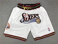 Белые шорты Just DON SIXERS Philadelphia 76ers шорты Филадельфия сезон 1996-97