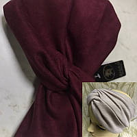 Широкая повязка-чалма из экозамши цвет бордо