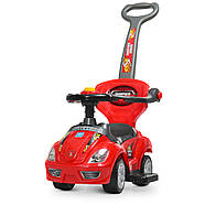 Каталка Толокар M 4205-3 червоний з батьківською ручкою, фото 5