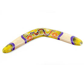 Бумеранг розписний дерево жовтий (41х13х1,5 см)