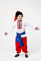 Дитячий карнавальний національний костюм для хлопчика «Козачок» 115-125 см, 130-140 см, біло-червоний