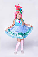 Дитячий карнавальний костюм для дівчинки Трояндочка «Тролі» 115-125 см, блакитний, фото 1