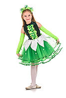 Детский карнавальный костюм для девочки Подснежник «Неженка» 100-110 см, 115-125 см, зелено-белый