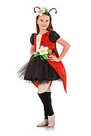 Детский карнавальный костюм для девочки Божья коровка «Кокетка» 115-125 см, черно-красный