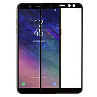 Защитное стекло для Samsung Galaxy J6 2018 SM J600 Самсунг на весь экран клеится по всей поверхности черный 5D