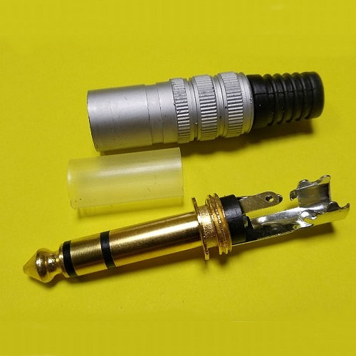 Штекером 6,3 мм стерео, gold, корпус метал. сріблястий