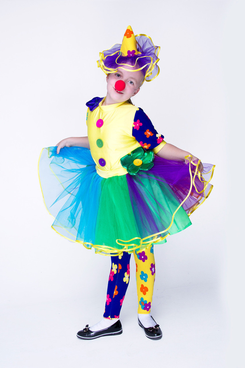 Дитячий карнавальний костюм для дівчинки «Клоунесса Інесса» 115-125 см, кілька кольорів