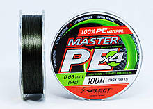 Шнур Select Master PE 100m (темно зелений) 0,06 мм 9кг