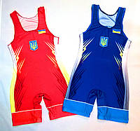 Трико борцовское сборная Украины UWW UKRAINE BLUE детское подростковое взрослое