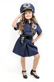 Дитячий карнавальний костюм для дівчинки «Поліцейська дівчинка» 110-120 см, 120-130 см, 130-140 см, синій