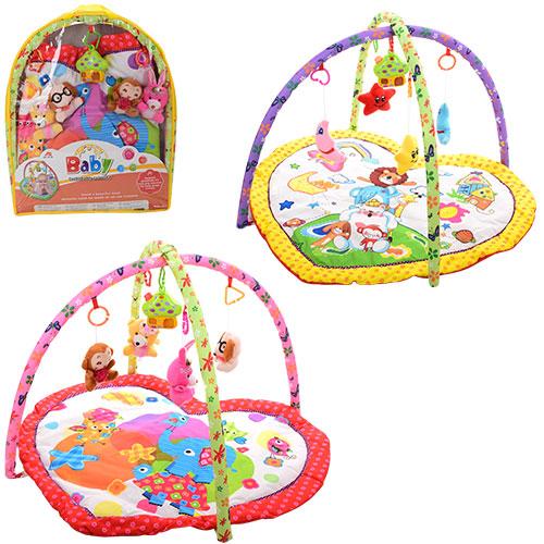 Килимок для немовляти 8931AB 86 х 77 см 2 дуги 5 підвісок у формі сердечка, фото 1