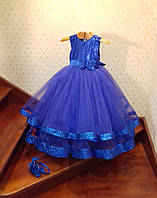 Нарядное детское платье, синего цвета. Размер 30. На 4-5 лет.