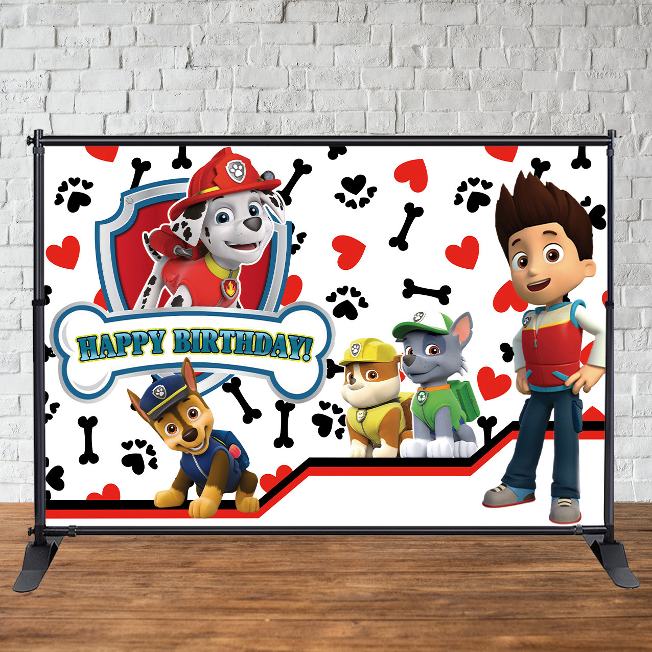 Банер 3х2м "Щенячий Патруль" - Фотозона (вініловий) на День народження (каркас окремо) -