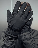 Теплые мужские зимние перчатки "Зима нипочем" с мехом черные