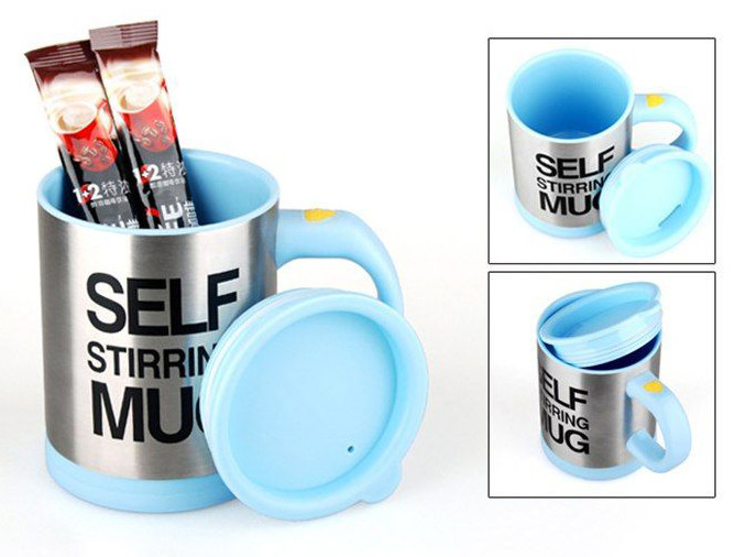Кружка мішалка Self Stirring mug Чашка автоматична Блакитна, фото 1