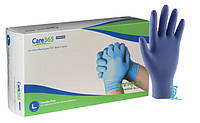 Перчатки резиновые нитриловые синие "Сare365" (L) 3,6 грамма