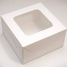 Коробка для  десертів та кексу/ бенто-торт  з вікном 140*140*70 Біла