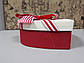 Подарункова коробочка у формі серця з бантом в червону смужку 15.5 см, фото 3