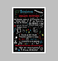 Вітальний Плакат для вчителя (без фото) Друк + оформлення в рамку А4 Чорний - Друк + оформлення в рамку А3