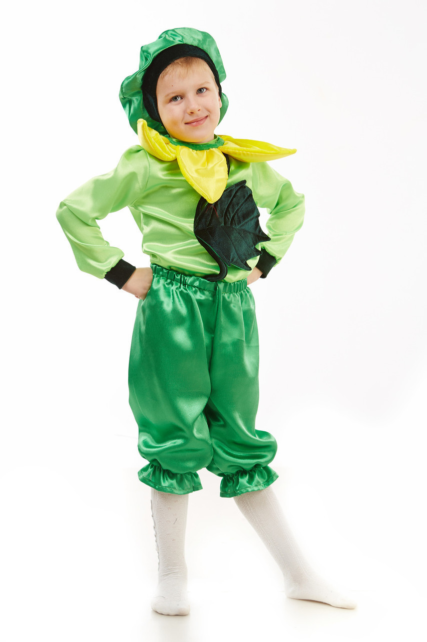 Дитячий карнавальний костюм для хлопчика Соняшник «Малюк» 100-110 см, жовто-зелений