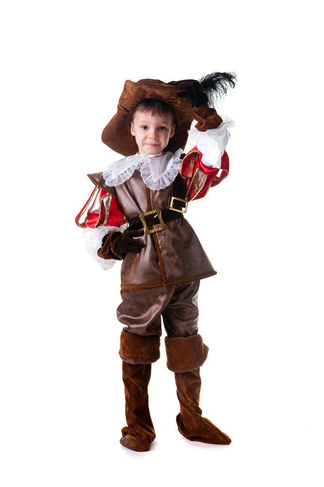Дитячий карнавальний костюм для хлопчика «Д'Артаньян» 120-135 см, коричневий
