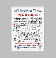 Постер поздравительный для учителя (без фото) Печать + оформление в рамку Белый -(укр.мова)