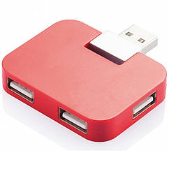 Компактний USB-хаб на 4 порти, червоний