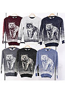 Молодёжный вязаный свитер с медведем размеры M,L,XL,XXL