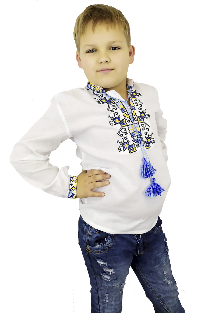 Дитяча вишиванка для хлопчика з натуральних тканин «Дерево життя», фото 1