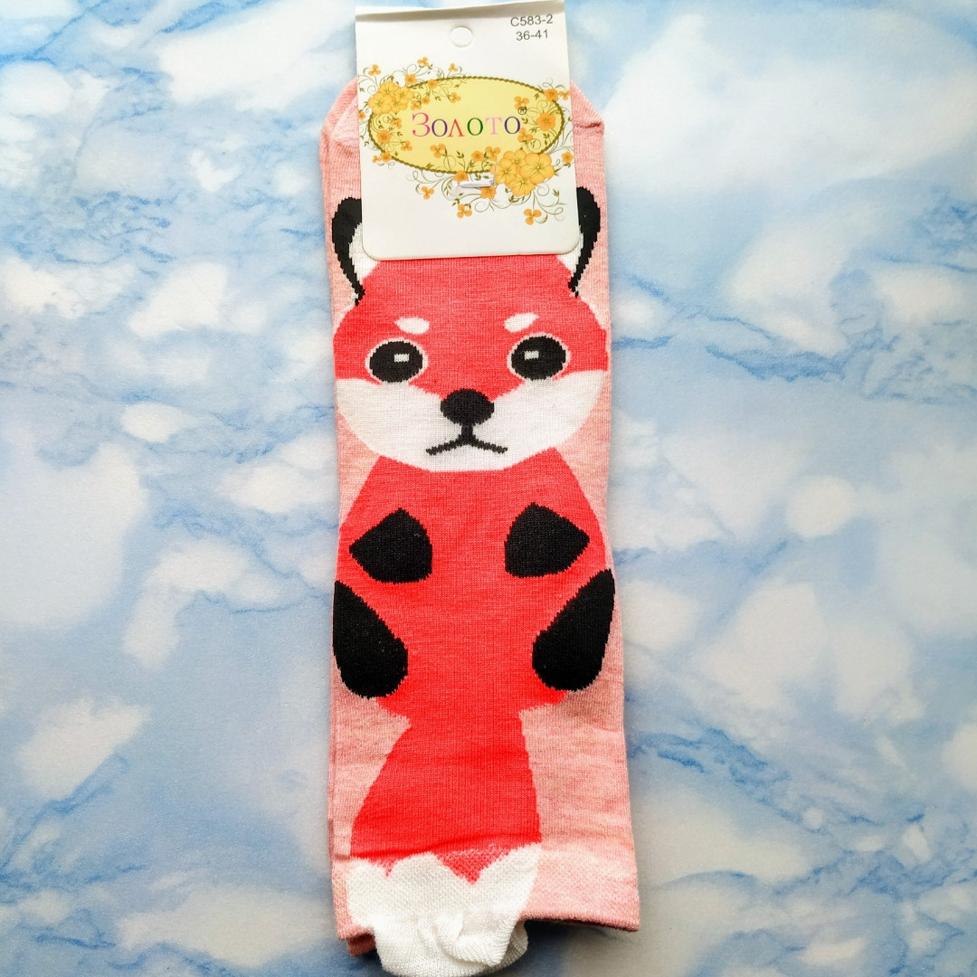 Шкарпетки жіночі з принтом демісезонні рожеві 36-41 Золото, фото 1