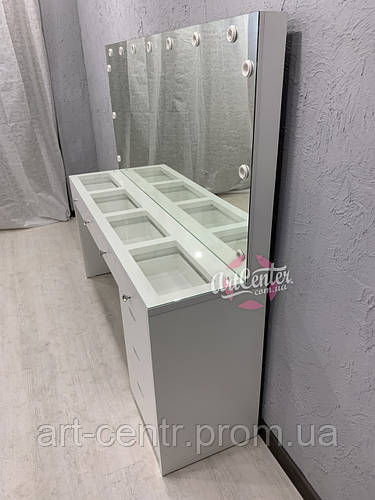 Купить Большой стол для визажиста с тумбой, витриной в столешнице и ...