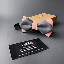 Краватка-метелик I&M Craft з гострими кінцями сірий з пудровим (100166N)