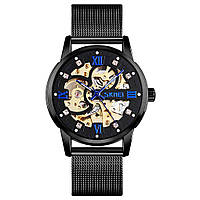 Skmei 9199 черные мужские механические часы скелетон