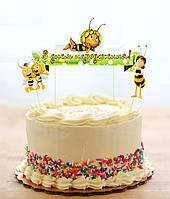 Набір Топперов "Бджілка Майя / Maya the Bee" в торт з флажком (КАРТОН) (Українською)