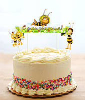 Набір Топперов "Бджілка Майя / Maya the Bee" в торт з флажком (КАРТОН)(Російською)