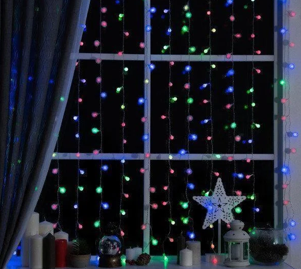 Гірлянда прозорий кулька 40LED 5м (флеш) 18мм, Новорічна бахрама, Світлодіодна гірлянда, Вулична гірлянда