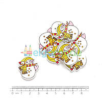 Гудзик дерев'яний СНІГОВИК, 24х27 мм, 1 шт