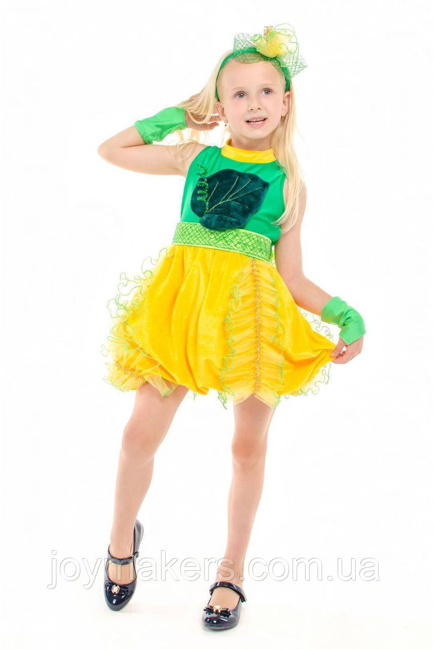 Дитячий карнавальний костюм для дівчинки «Динька» 110-116,116-122 см, жовтий, фото 1